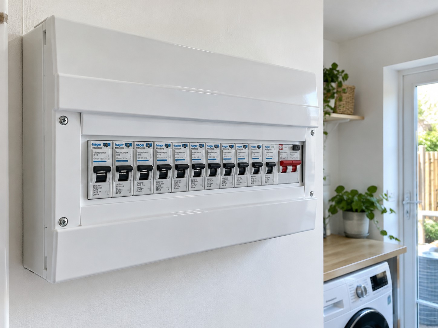 Modern consumer unit with neat wiring