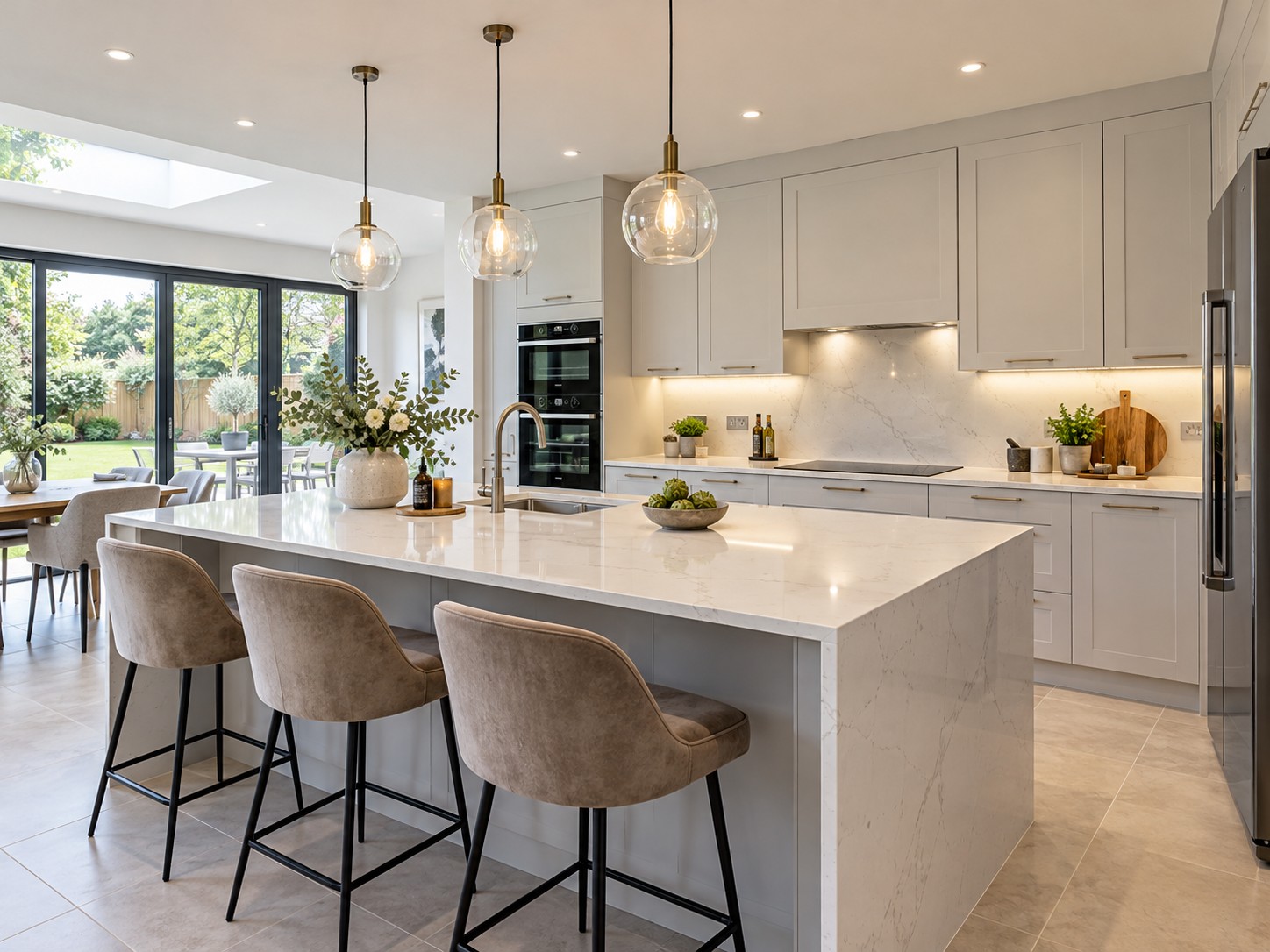 Kitchen with modern LED downlights
